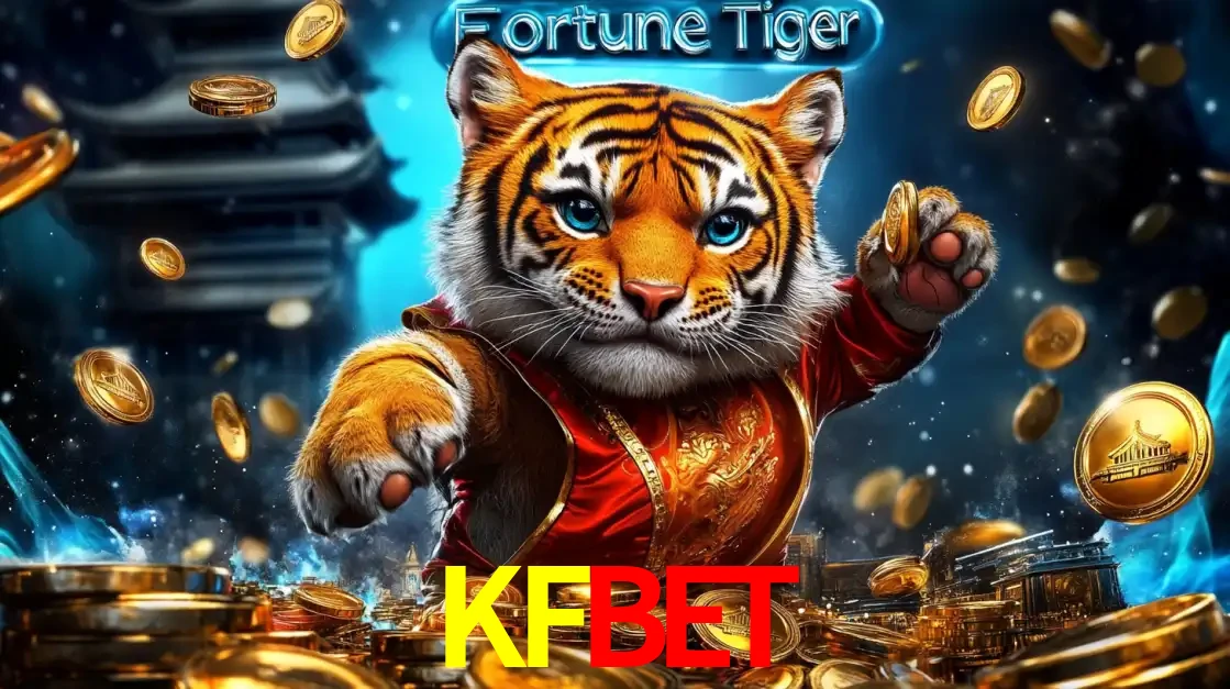 Imagem promocional do jogo de slot Fortune Tiger, com um tigre majestoso em traje tradicional cercado por uma fortuna em moedas de ouro, disponível agora no cassino KFBET.